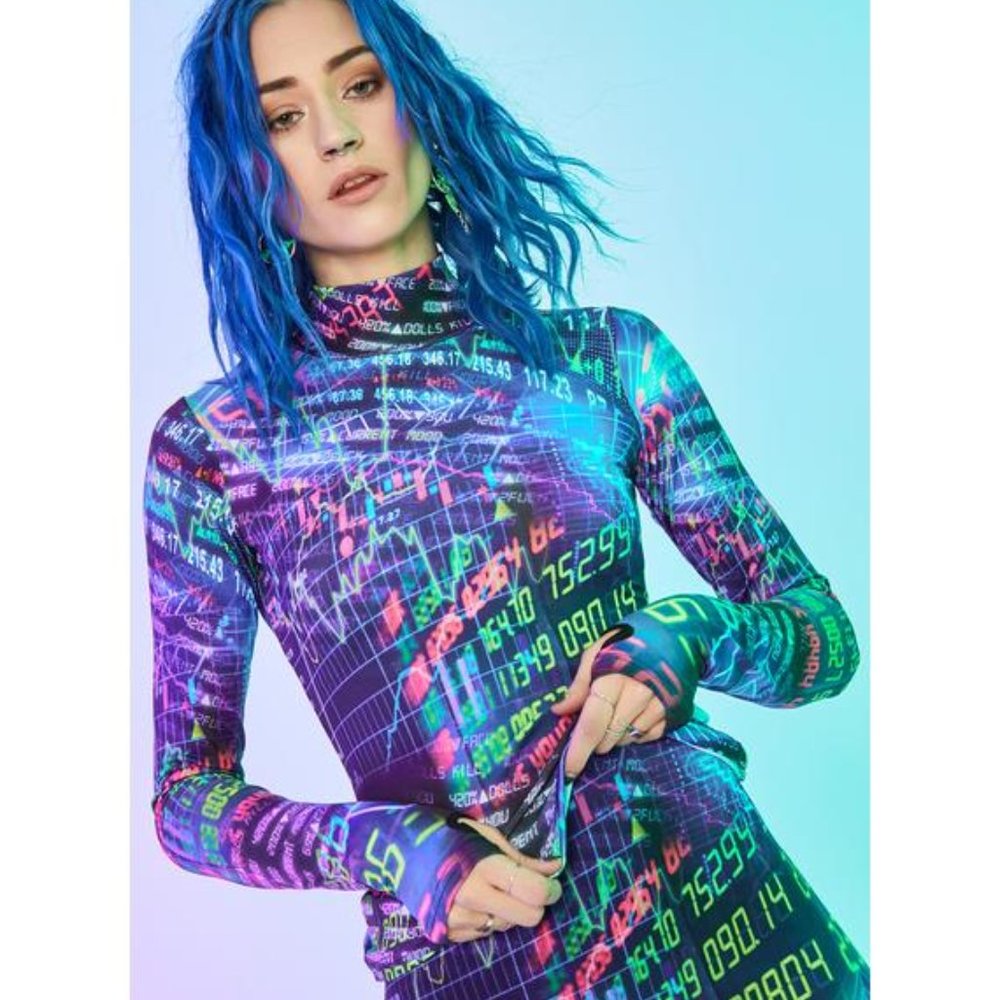 Dolls Kill Current Mood Time Continuum Mesh Top
